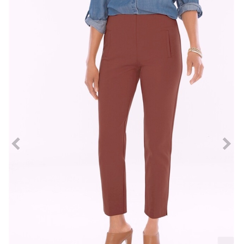 Chico’s Juliet Ankle Pants Size 0 US Small 4 Rich Mahogany Brown Slimming Ponte